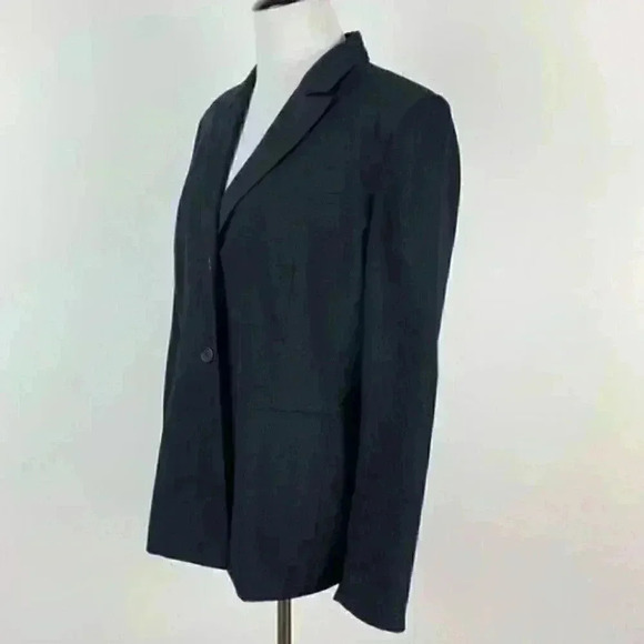 Dress barn blazer size 14 black with blue pindot two button jacket with pockets - Picture 9 of 14